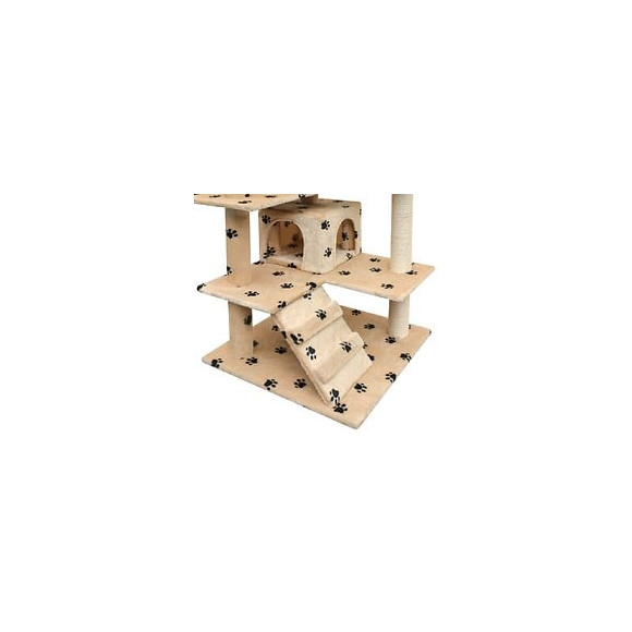 Arbre À Chat Et Griffoir Sisal 125cm Empreintes De Pattes Beige - Multicolore