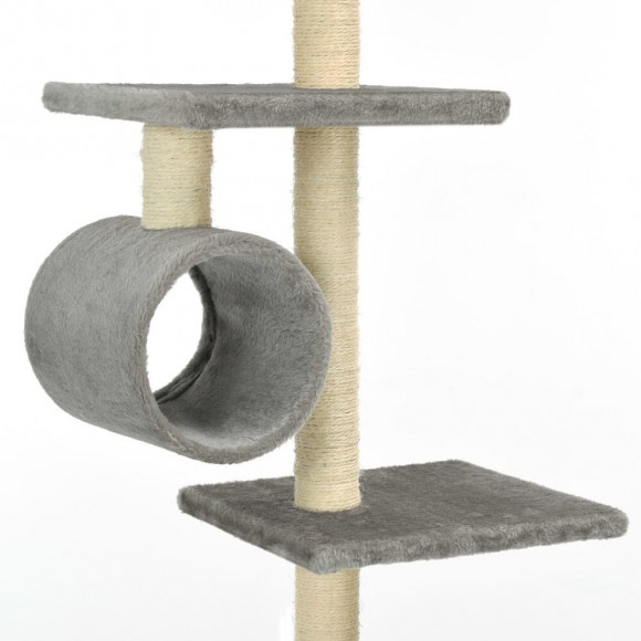 Arbre À Chat Avec Griffoirs En Sisal 260 Cm Gris - Accessoires Pour Chats - Meubles Pour Chats - Gris - Gris