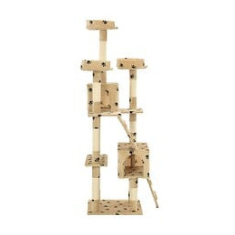 Arbre À Chat Et Griffoirs En Sisal 170 Cm Beige Motif De Pattes - Accessoires Pour Chats - Meubles Pour Chats - Beige - Beige