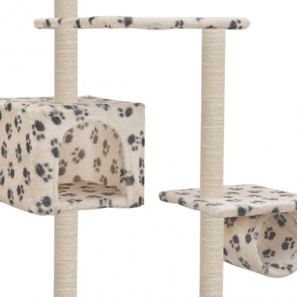 Arbre À Chat Avec Griffoirs En Sisal 260 Cm Beige Motif Pattes - Accessoires Pour Chats - Meubles Pour Chats - Beige - Beige