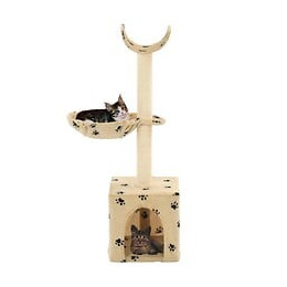 Arbre À Chat Et Griffoirs En Sisal 105 Cm Beige Motif De Pattes - Accessoires Pour Chats - Meubles Pour Chats - Beige - Beige
