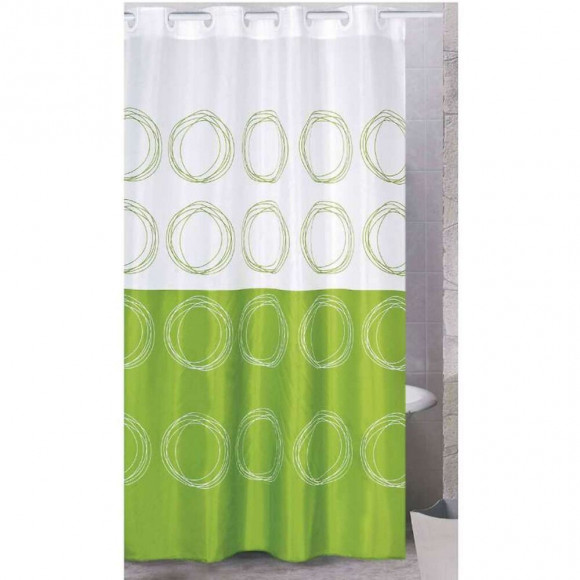Rideau De Douche Décor Anneaux Verts