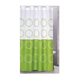 Rideau De Douche Décor Anneaux Verts