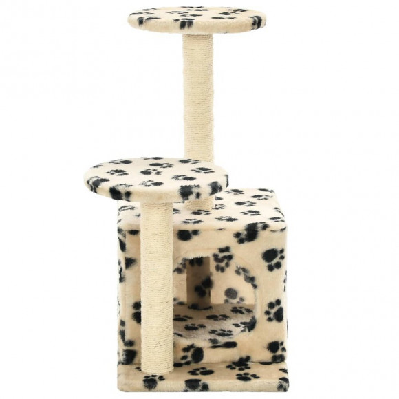 Arbre À Chat Avec Griffoir En Sisal 60 Cm Beige Motif De Pattes - Accessoires Pour Chats - Meubles Pour Chats - Beige - Beige