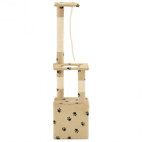 Arbre À Chat Avec Griffoirs En Sisal 109 Cm Beige Motif Pattes - Accessoires Pour Chats - Meubles Pour Chats - Beige - Beige
