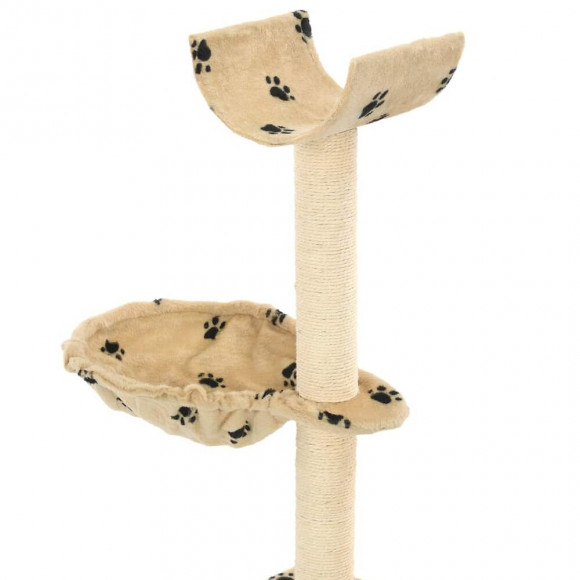 Arbre À Chat Et Griffoirs En Sisal 105 Cm Beige Motif De Pattes - Accessoires Pour Chats - Meubles Pour Chats - Beige - Beige