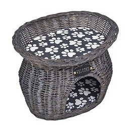 Niche En Forme D'arbre À Chat Avec Griffoir Et Coussin En Saule - Gris