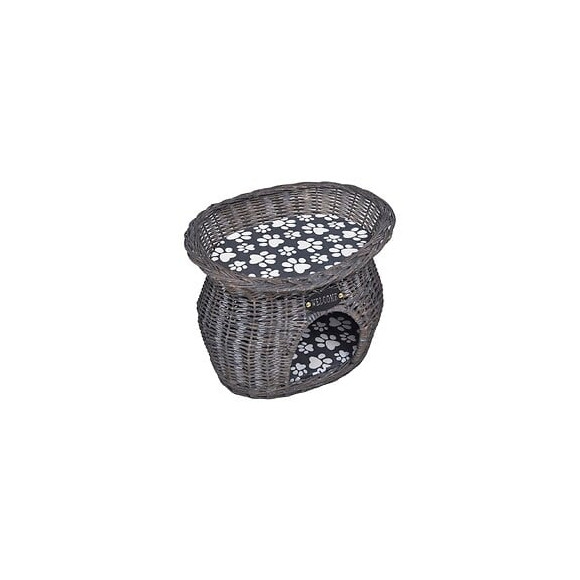 Niche En Forme D'arbre À Chat Avec Griffoir Et Coussin En Saule - Gris