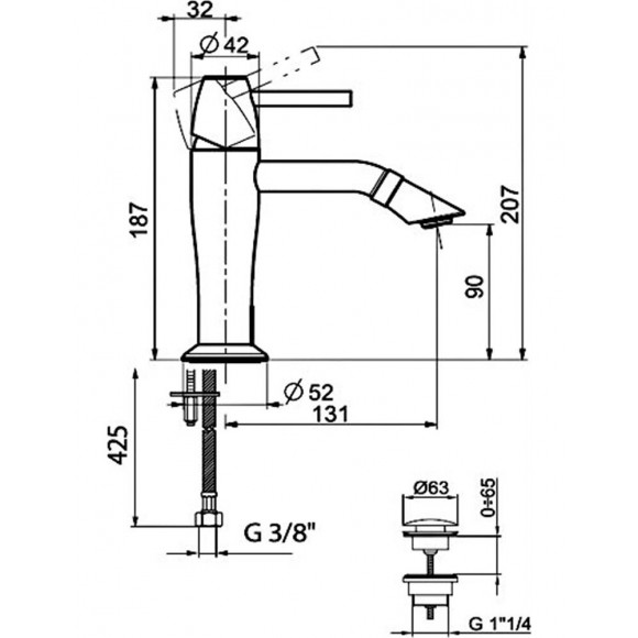 Opera Moderna Mitigeur Lavabo Bas Graphite Webert