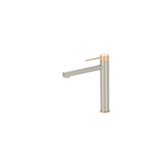 Envol Mitigeur Lavabo Haut Façon Inox Et Or Rose