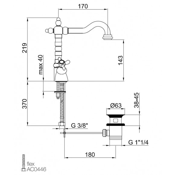 Ottocento Mélangeur Lavabo Chrome Webert