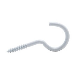 Crochet À Visser Plastifié Blanc Filet Bois Vissal 3,5x20mm  Lot De 8 Crochets