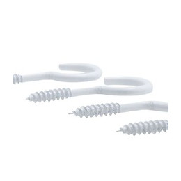 Crochet À Visser Plastifié Blanc Filet Bois Vissal 3x16mm  Lot De 10 Crochets