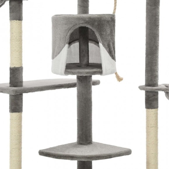 Arbre À Chat Avec Griffoirs En Sisal 203 Cm Gris Et Blanc - Accessoires Pour Chats - Meubles Pour Chats - Multicolore - Multic