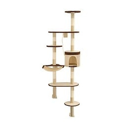 Arbre À Chat En Sisal Montage Mural 194 Cm Beige Et Marron - Accessoires Pour Chats - Meubles Pour Chats - Multicolore - Multi