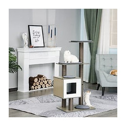 Arbre À Chats Design Contemporain Griffoirs Grattoirs Sisal Naturel Centre D'activités Niche Plate-formes Jeu Boules Suspendu