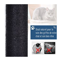 Arbre À Chats Design Contemporain Griffoirs Grattoirs Sisal Naturel Centre D'activités Niche Plate-formes Jeu Boules Suspendu