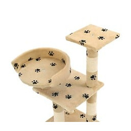 Arbre À Chat Et Griffoirs En Sisal 65 Cm Beige Motif De Pattes - Accessoires Pour Chats - Meubles Pour Chats - Beige - Beige