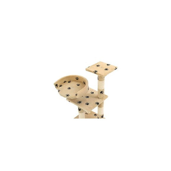 Arbre À Chat Et Griffoirs En Sisal 65 Cm Beige Motif De Pattes - Accessoires Pour Chats - Meubles Pour Chats - Beige - Beige
