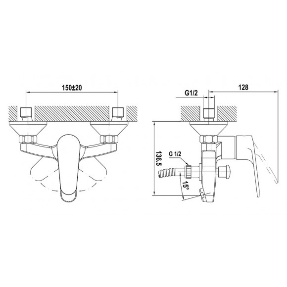 Pole Pro Mitigeur Baindouche Chrome Nf