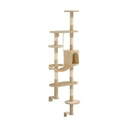 Arbre À Chat Avec Griffoirs En Sisal Montage Mural 194 Cm Beige - Accessoires Pour Chats - Meubles Pour Chats - Beige - Beige