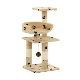Arbre À Chat Et Griffoirs En Sisal 65 Cm Beige Motif De Pattes - Accessoires Pour Chats - Meubles Pour Chats - Beige - Beige
