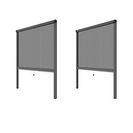 Pack Eco De 2 Moustiquaires Alu H145 Cm X L130 Cm Gris