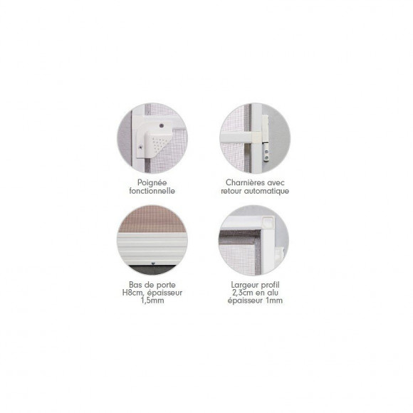 Moustiquaire Porte Battante 'porte Usa' L100 Cm X H 220 Cm Blanc