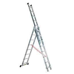 Echelle transformable semi-pro 3 plansx8échelons Hauteur travail 4,54m