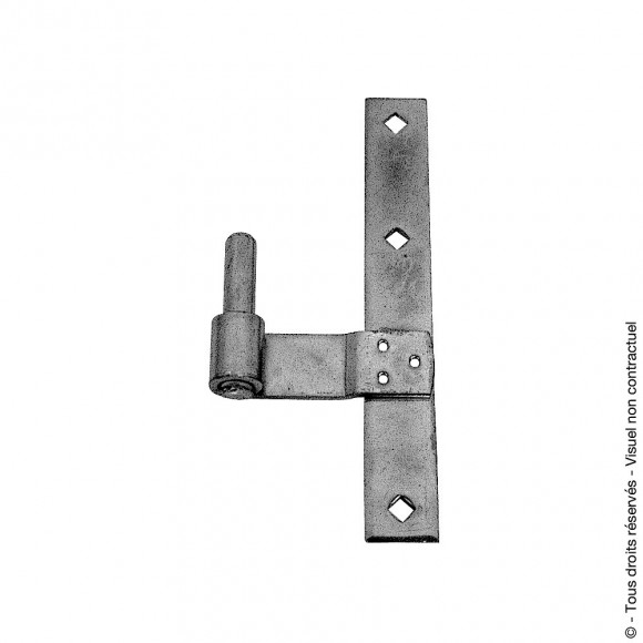Gond platine bout carré déport Hauteur 220 droit zingué