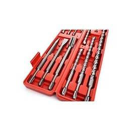 Dcraft - Coffret De Forets S4 Et De Burins Sds - 9 Forets Et 3 Burins - Outils De Construction - Rouge