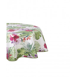 Nappe biais laquée ovale 150x220cm Modèle Jungle blanc