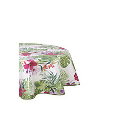 Nappe biais laquée ovale 150x220cm Modèle Jungle blanc