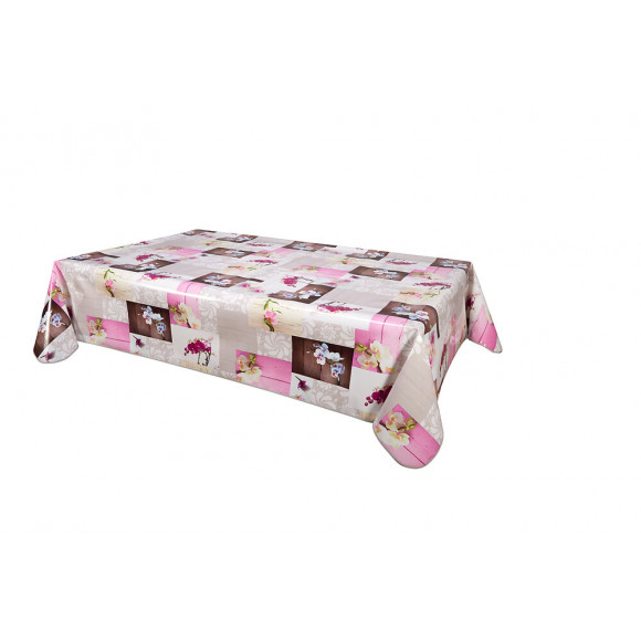Nappe biais laquée rectangle 140x160cm Laelia fushia