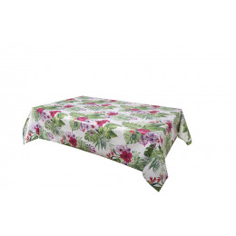 Nappe biais laquée rectangle 140x200cm Jungle blanc
