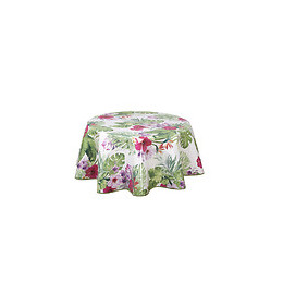 Nappe biais laquée rond 150cm Modèle Jungle blanc