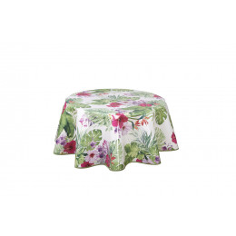 Nappe biais laquée rond 150cm Modèle Jungle blanc