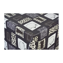 toile ciree cup tea anthracite au metre
