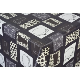 toile ciree cup tea anthracite au metre