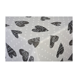 nappe coton enduit coeur gris au metre
