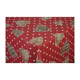 nappe coton enduit coeur rouge au metre
