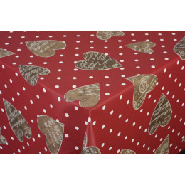 nappe coton enduit coeur rouge au metre