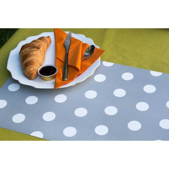 set de table pvc imprimé grey motif pois