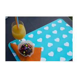 set de table pvc imprimé blue motif coeur