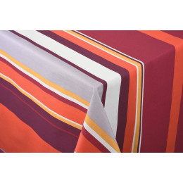 nappe coton enduit bayadere rouge au metre