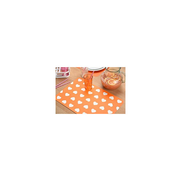set de table pvc imprimé orange motif coeur