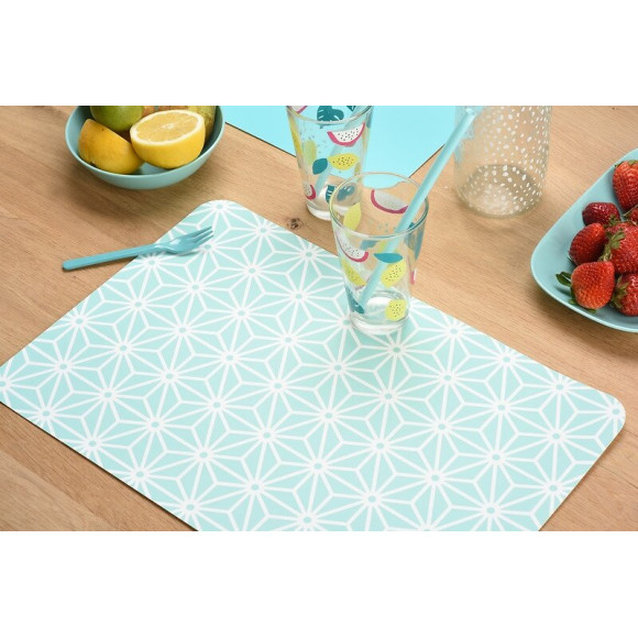 set de table pvc imprimé osaka bleu