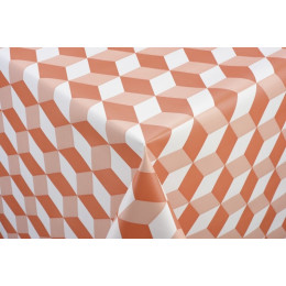 toile ciree cube orange au metre
