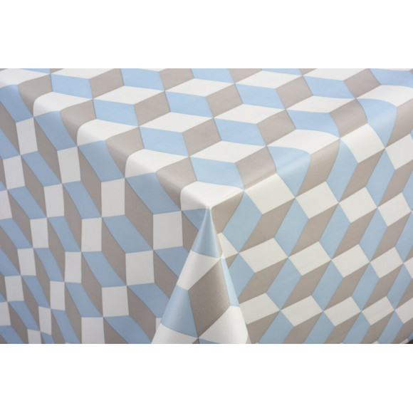 toile ciree cube bleu au metre