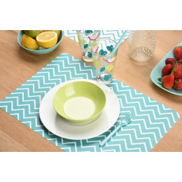 set de table pvc imprimé zigzag épais bleu
